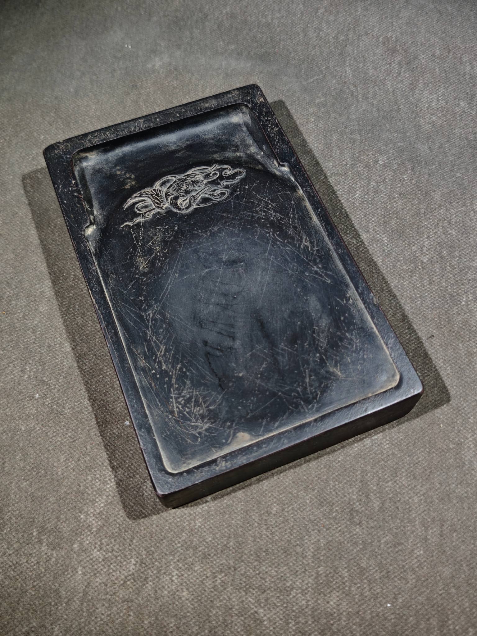 An Exquisite Auspicious Cloud Pattern Crane Pattern Inkstone - 4