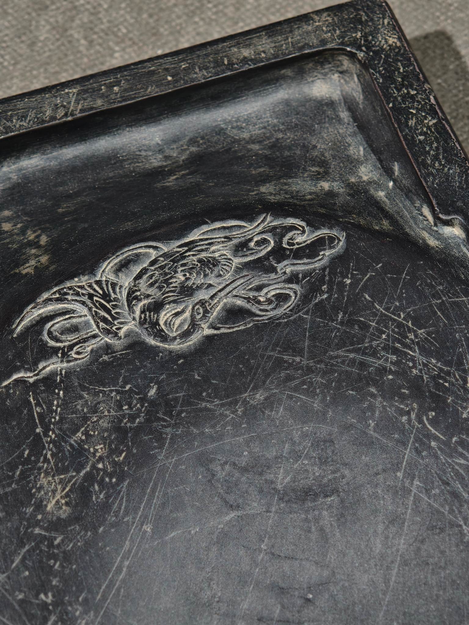 An Exquisite Auspicious Cloud Pattern Crane Pattern Inkstone - 5