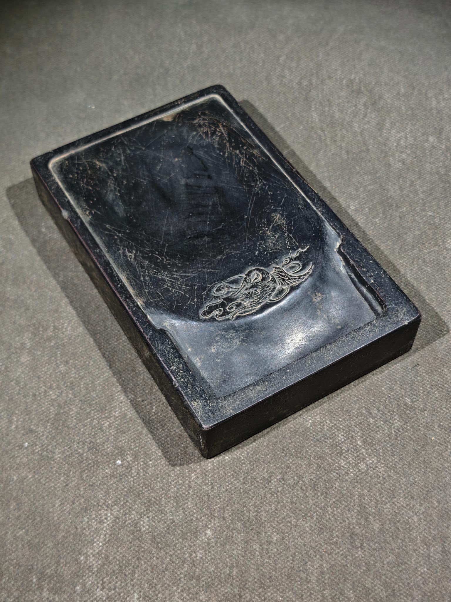 An Exquisite Auspicious Cloud Pattern Crane Pattern Inkstone - 6