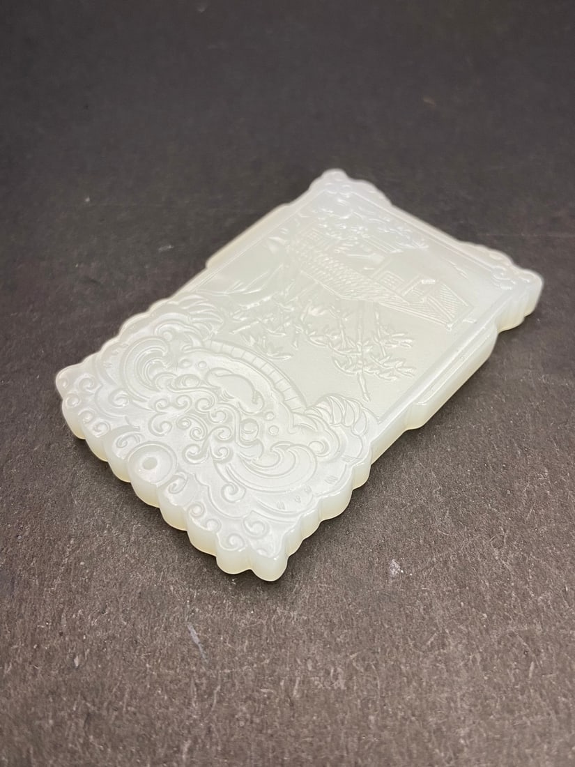 An Exquisite White Jade Beast-Face Pattern Landscape Pattern Brand - 7