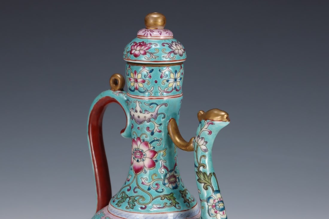 An Exquisite Enamel Flower Pattern Ewer - 5