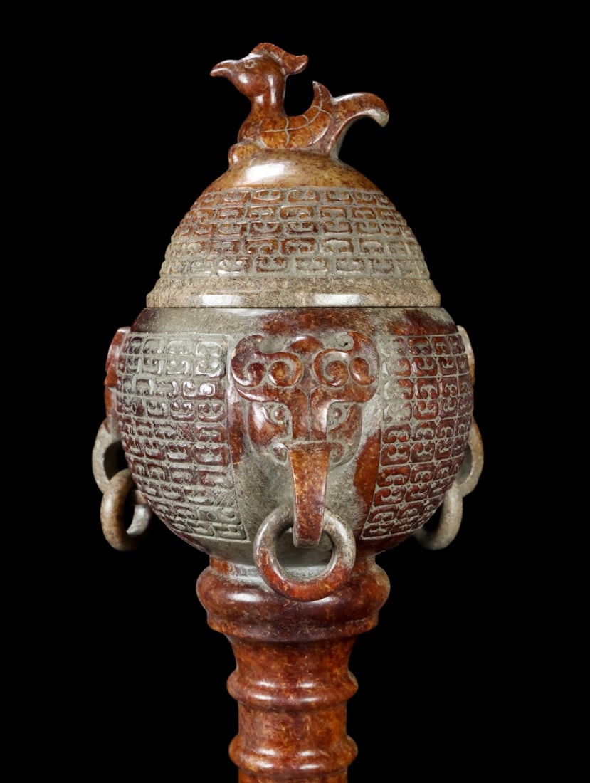 An Exquisite White Jade Beast-Face Pattern Censer - 3