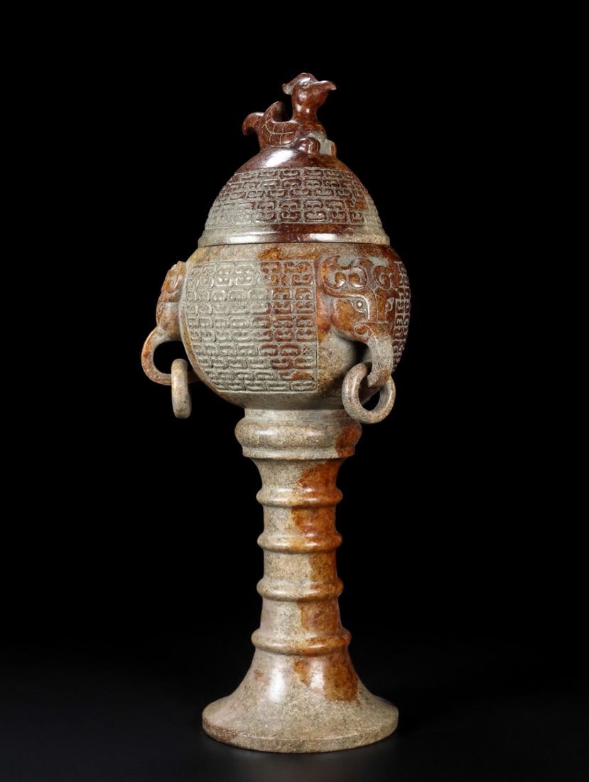 An Exquisite White Jade Beast-Face Pattern Censer - 6
