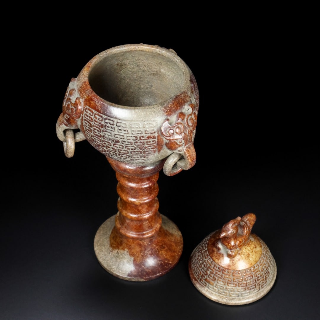 An Exquisite White Jade Beast-Face Pattern Censer - 9