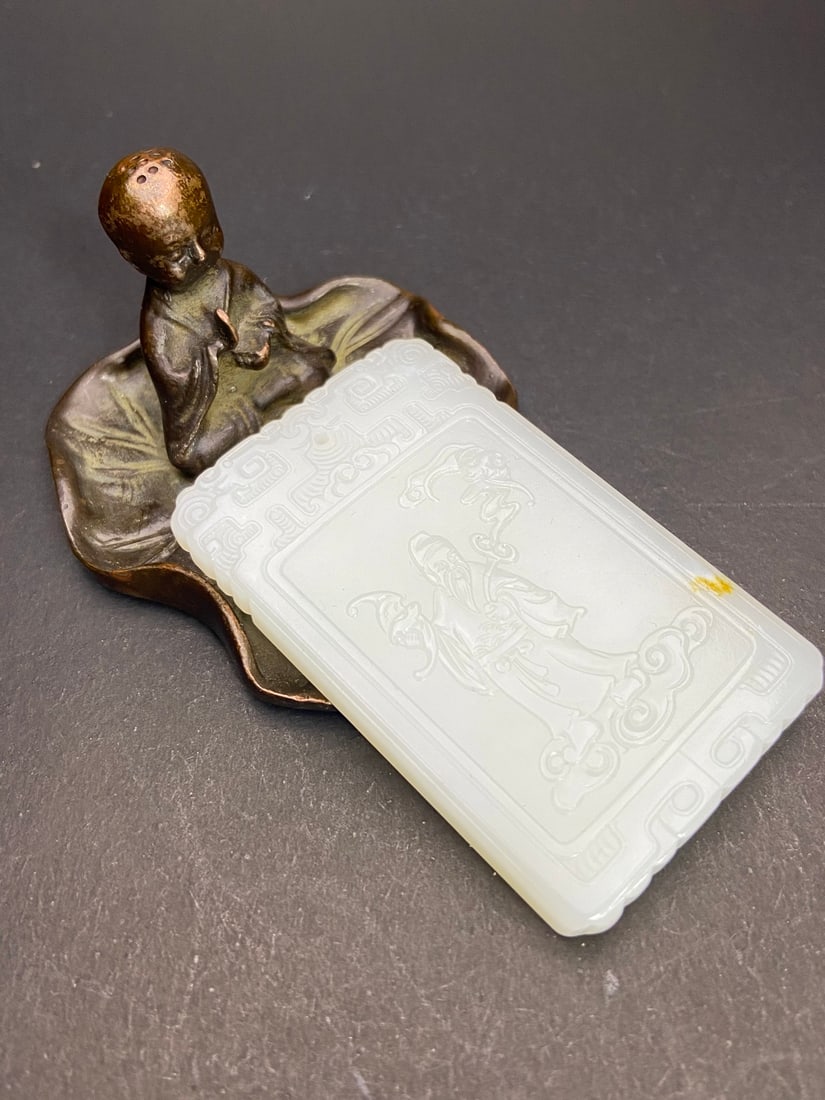 An Exquisite White Jade Figure Pattern Brand - 2