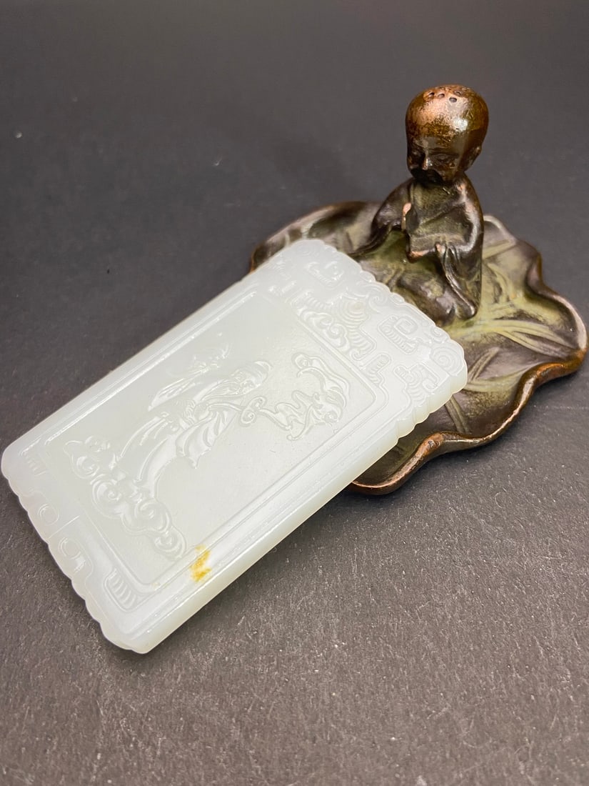 An Exquisite White Jade Figure Pattern Brand - 3