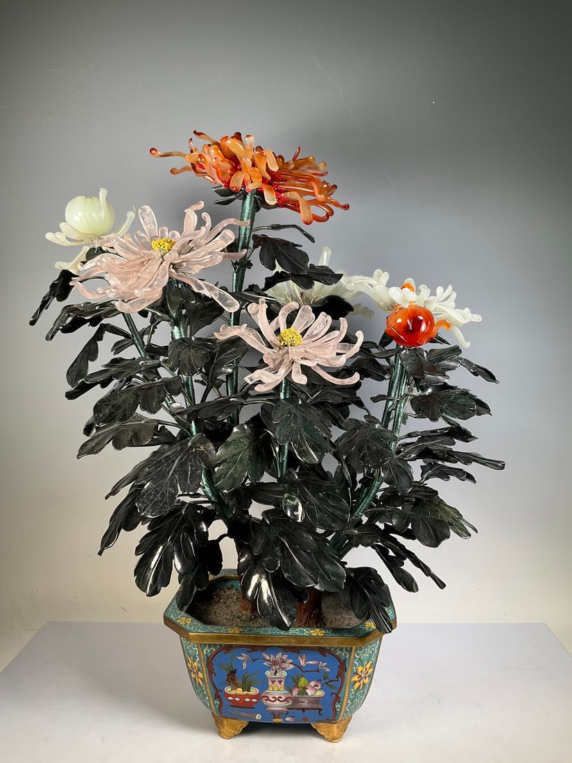 An Exquisite Cloisonne Flower Pattern Bonsai (1 of 9)