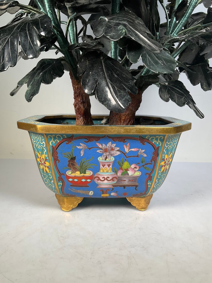 An Exquisite Cloisonne Flower Pattern Bonsai - 5