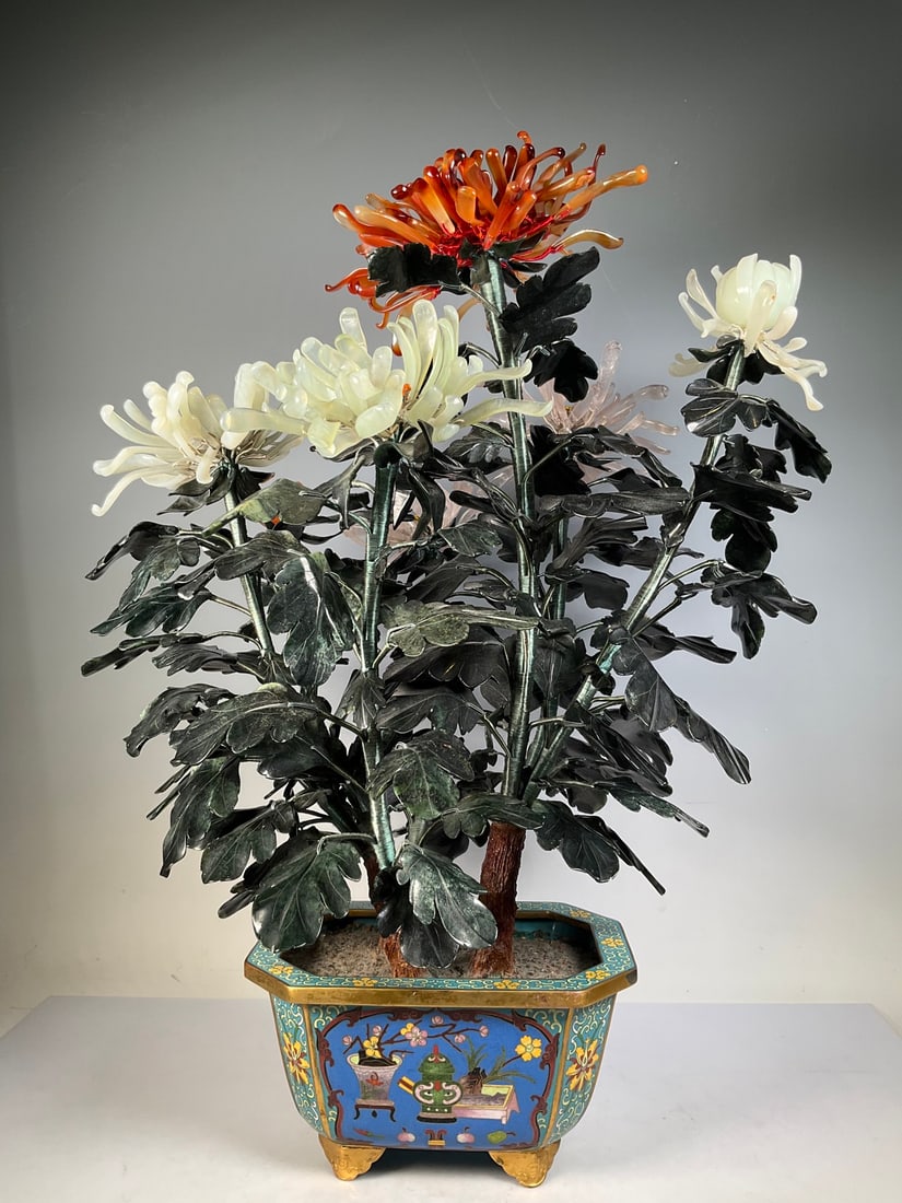 An Exquisite Cloisonne Flower Pattern Bonsai - 7