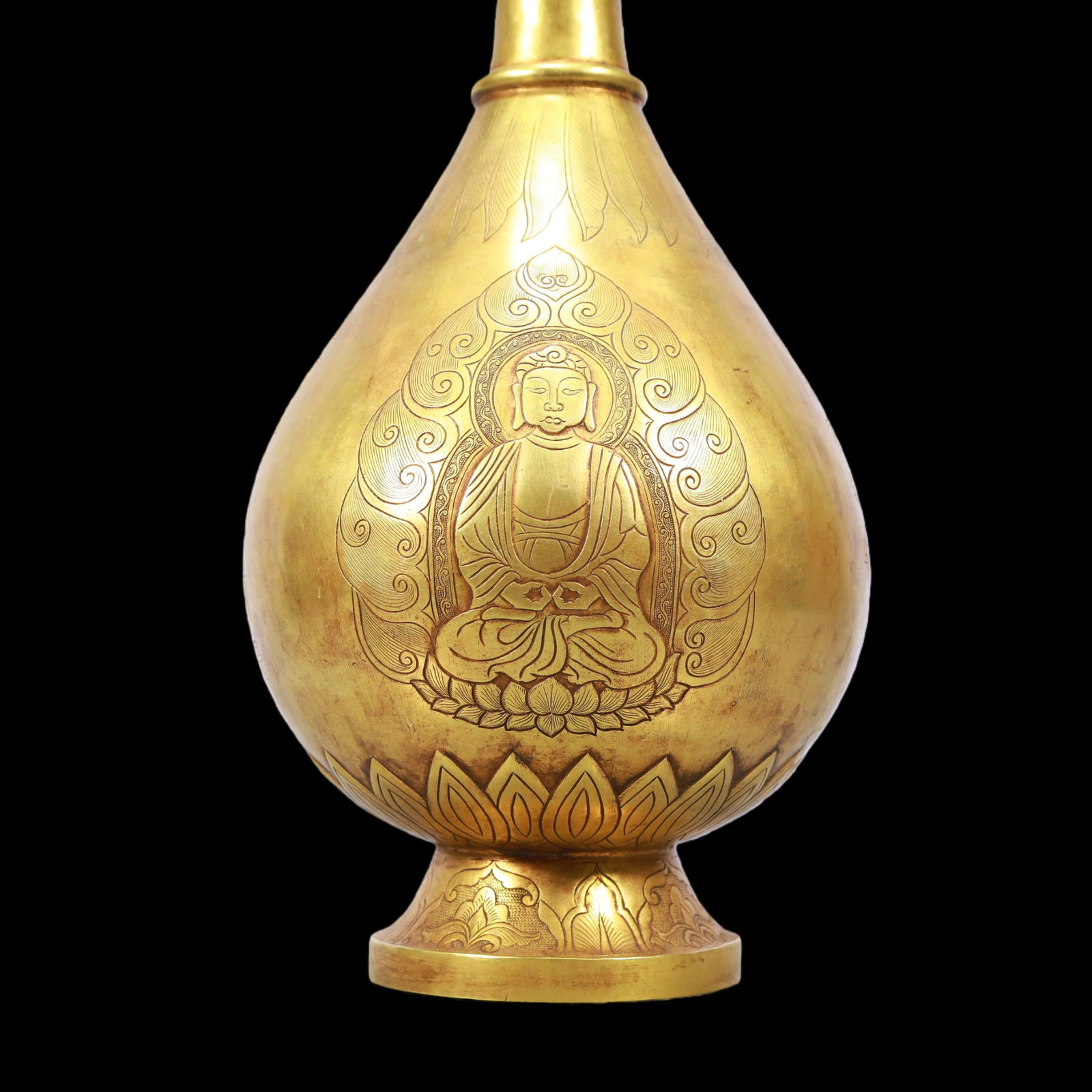 A Exquisite Gilt Bronze Figures Pattern with poem Vase - 3