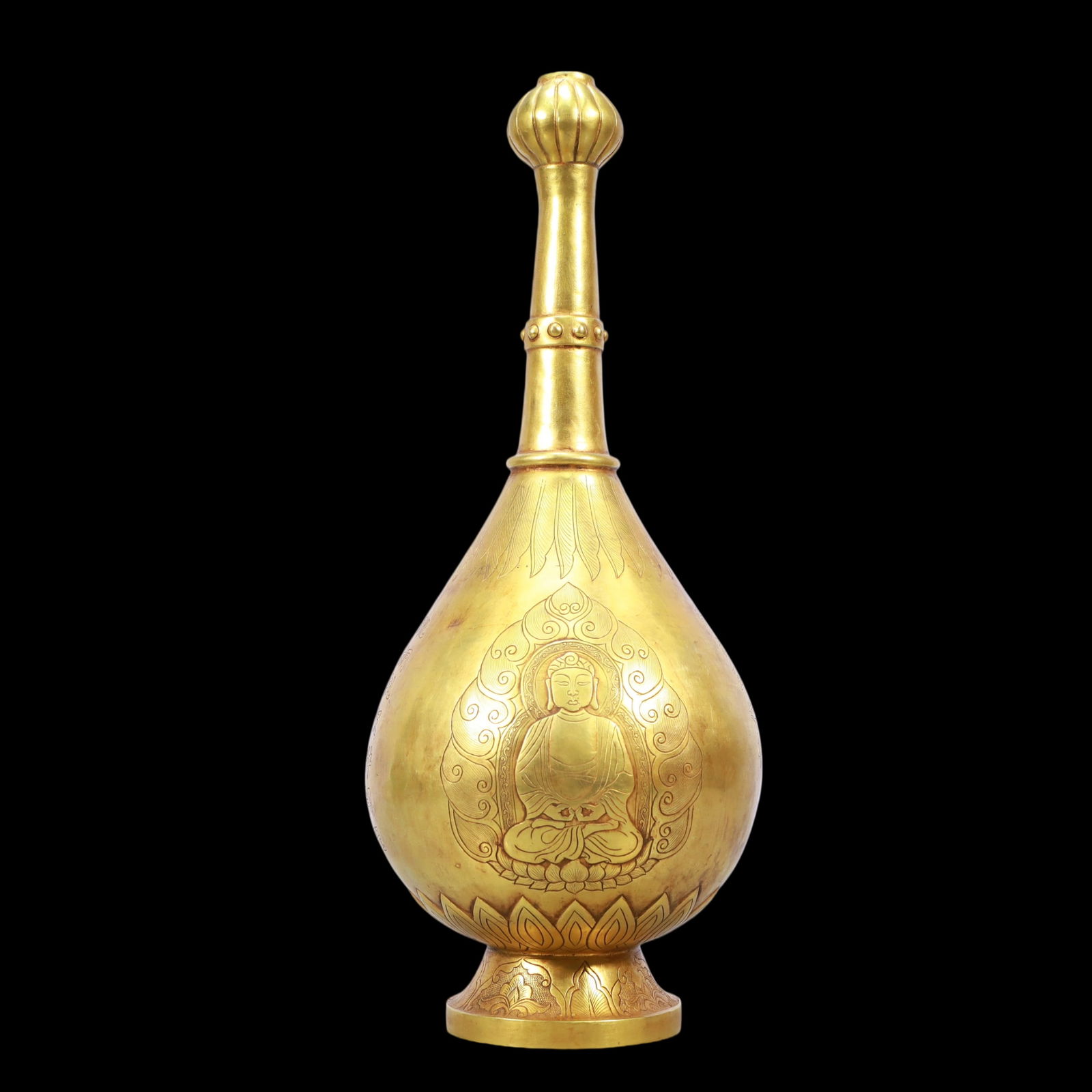 A Exquisite Gilt Bronze Figures Pattern with poem Vase - 6