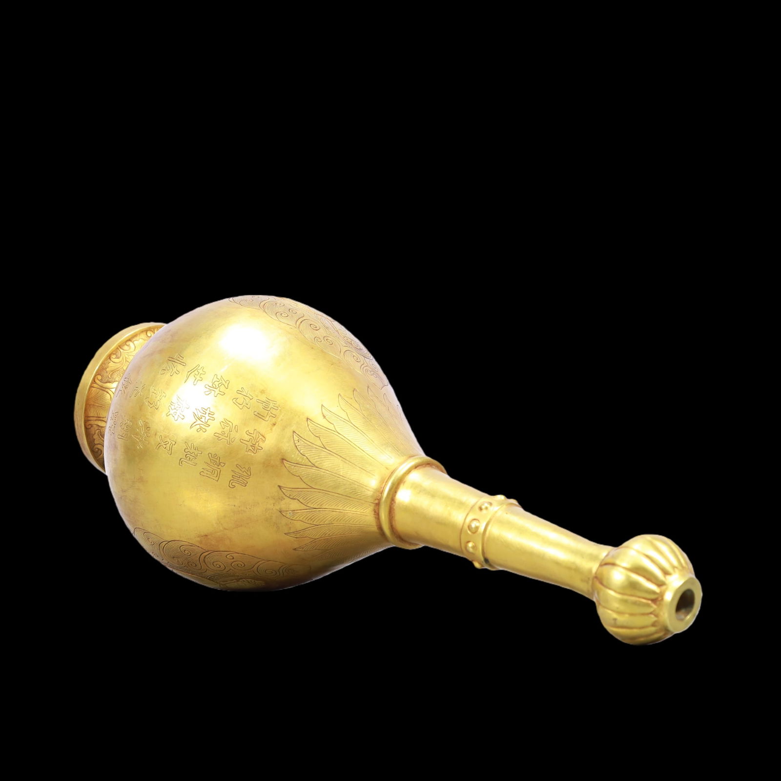 A Exquisite Gilt Bronze Figures Pattern with poem Vase - 8