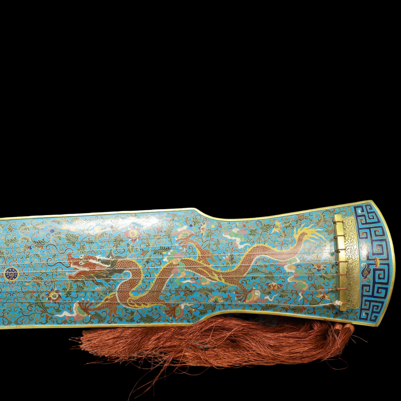 A Exquisite Cloisonne Lotus Pattern Dragon Pattern Zither - 4