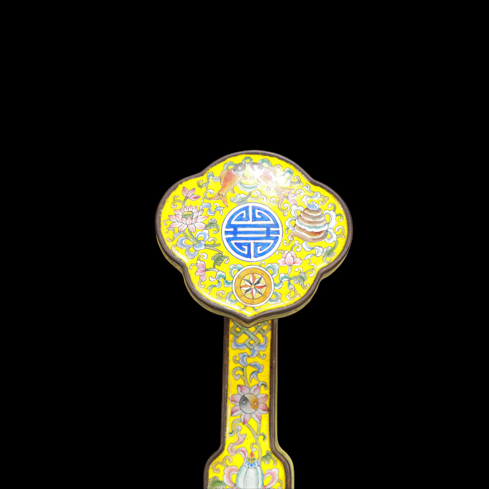 A Exquisite Coppery Enamel Lotus Pattern Ruyi - 2