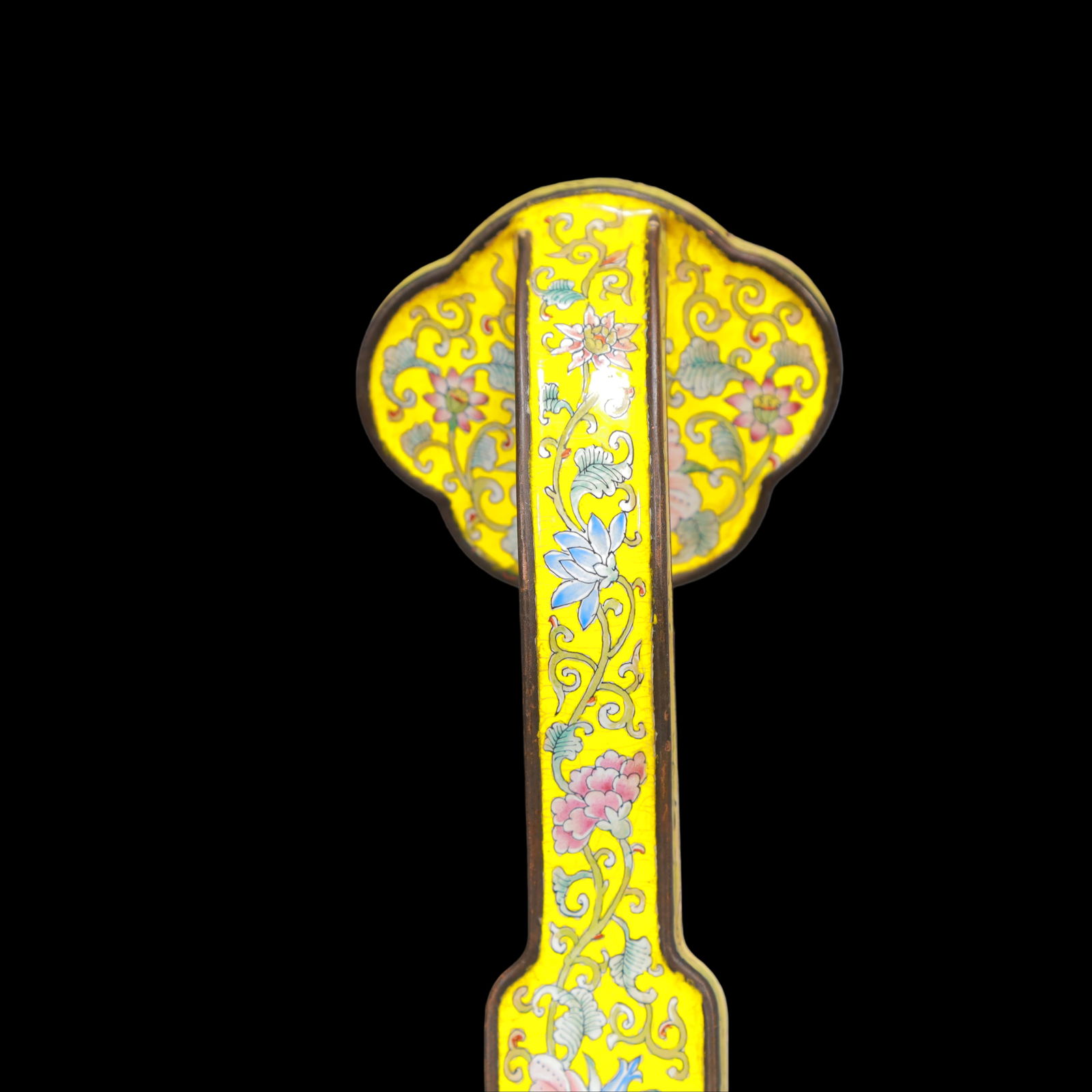 A Exquisite Coppery Enamel Lotus Pattern Ruyi - 5