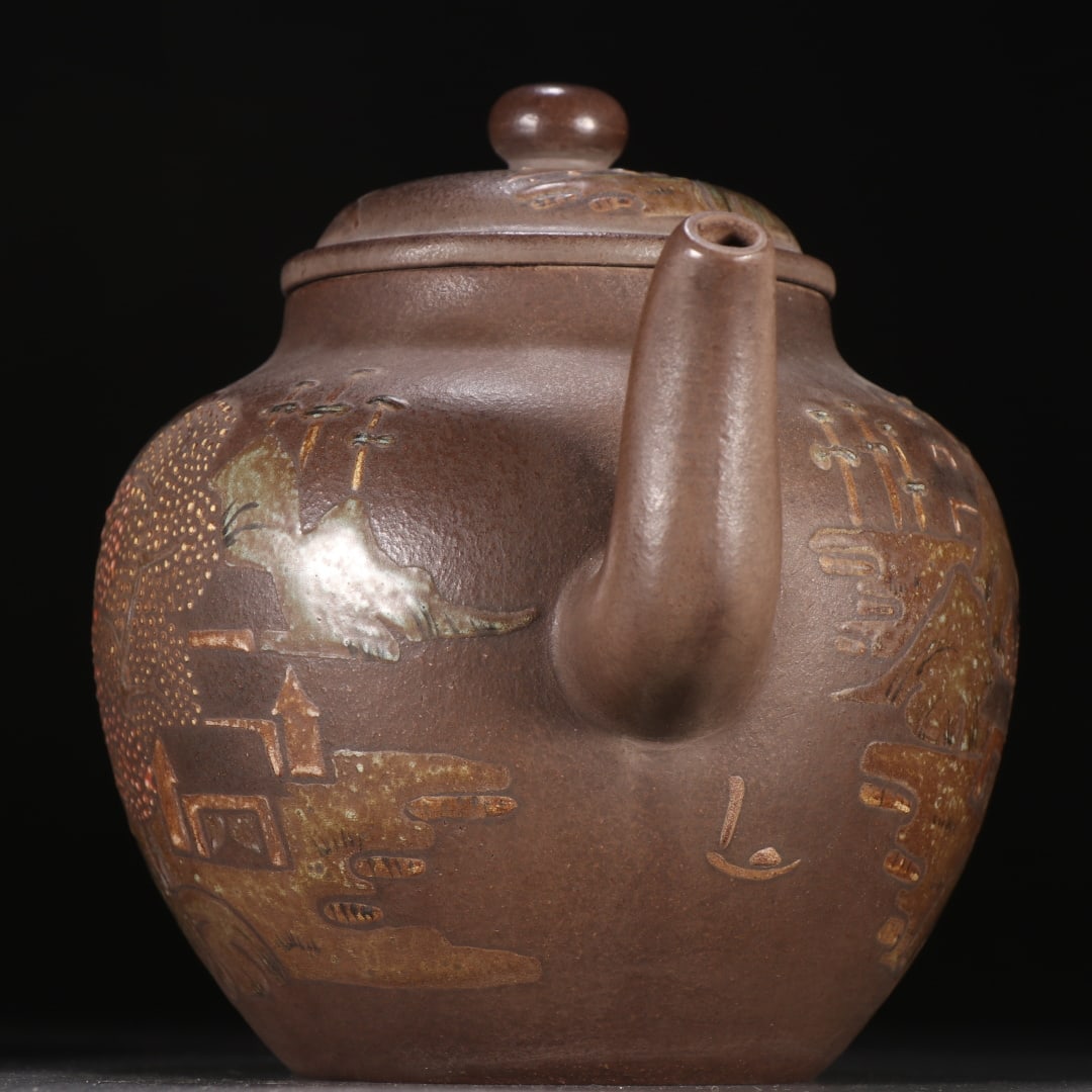 An Exquisite Purple Sands Landscape Pattern Teapot - 7