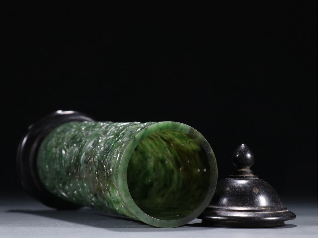 An Exquisite Jasper Bats Pattern Auspicious Cloud Pattern Incense Tube - 8