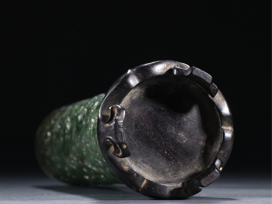 An Exquisite Jasper Bats Pattern Auspicious Cloud Pattern Incense Tube - 9