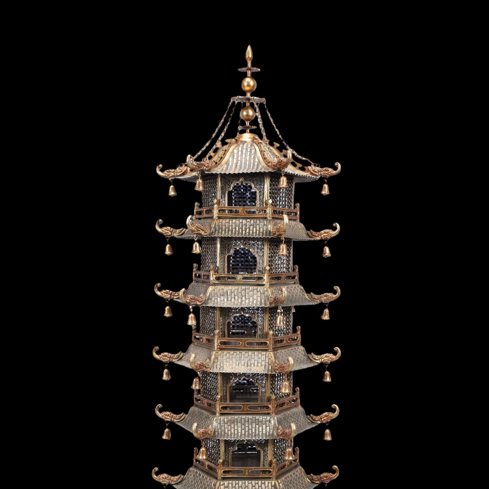 A Exquisite Gilt Silver Pagoda - 2
