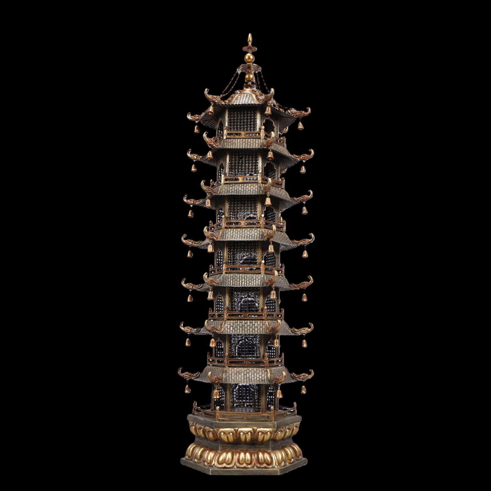 A Exquisite Gilt Silver Pagoda - 4