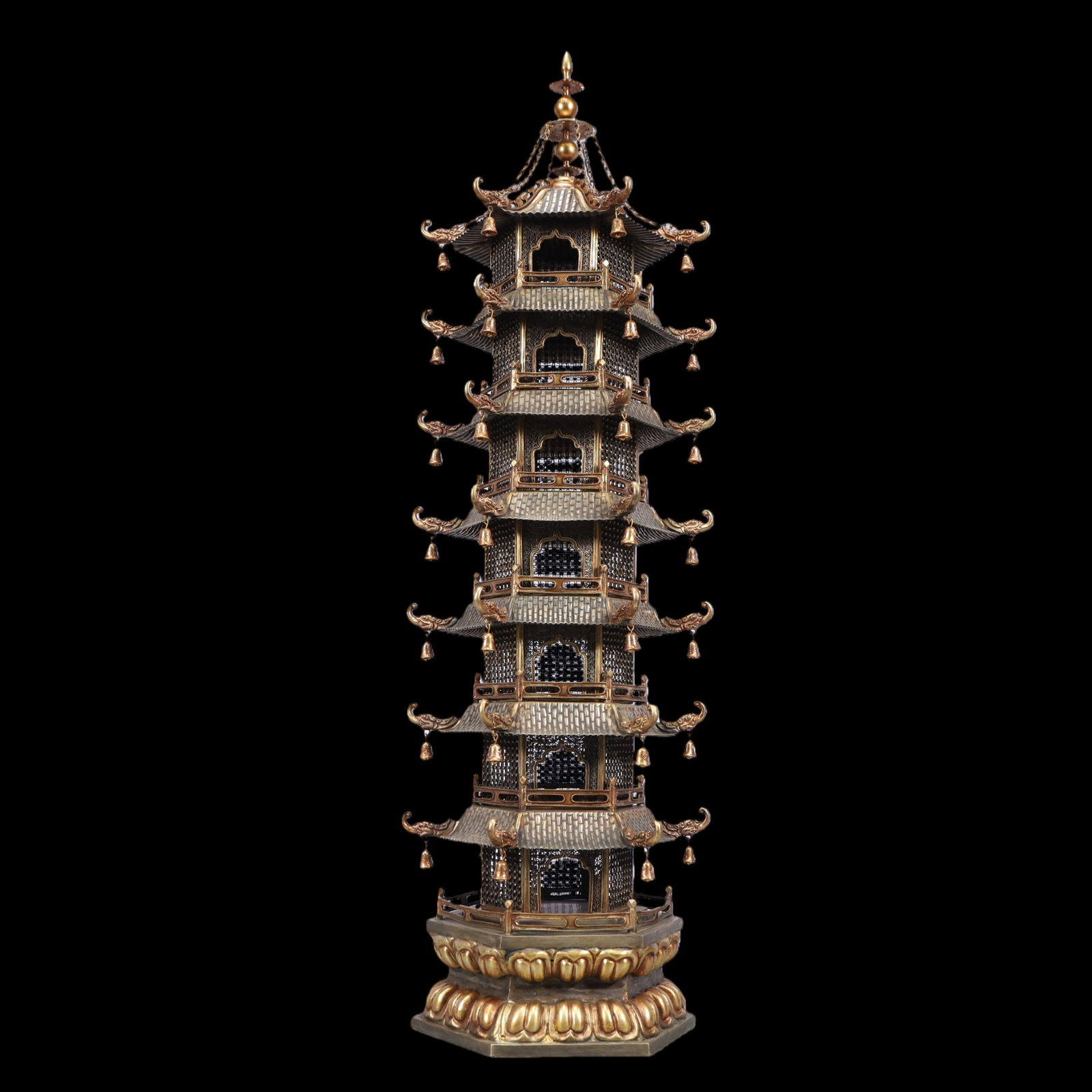A Exquisite Gilt Silver Pagoda - 5