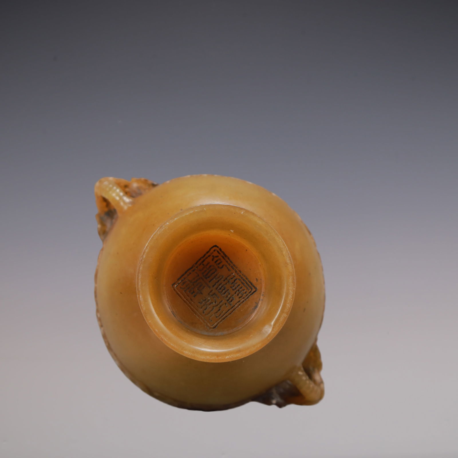 A Exquisite Shoushan Stone Beast-Face Pattern Double-Ears Vase - 10