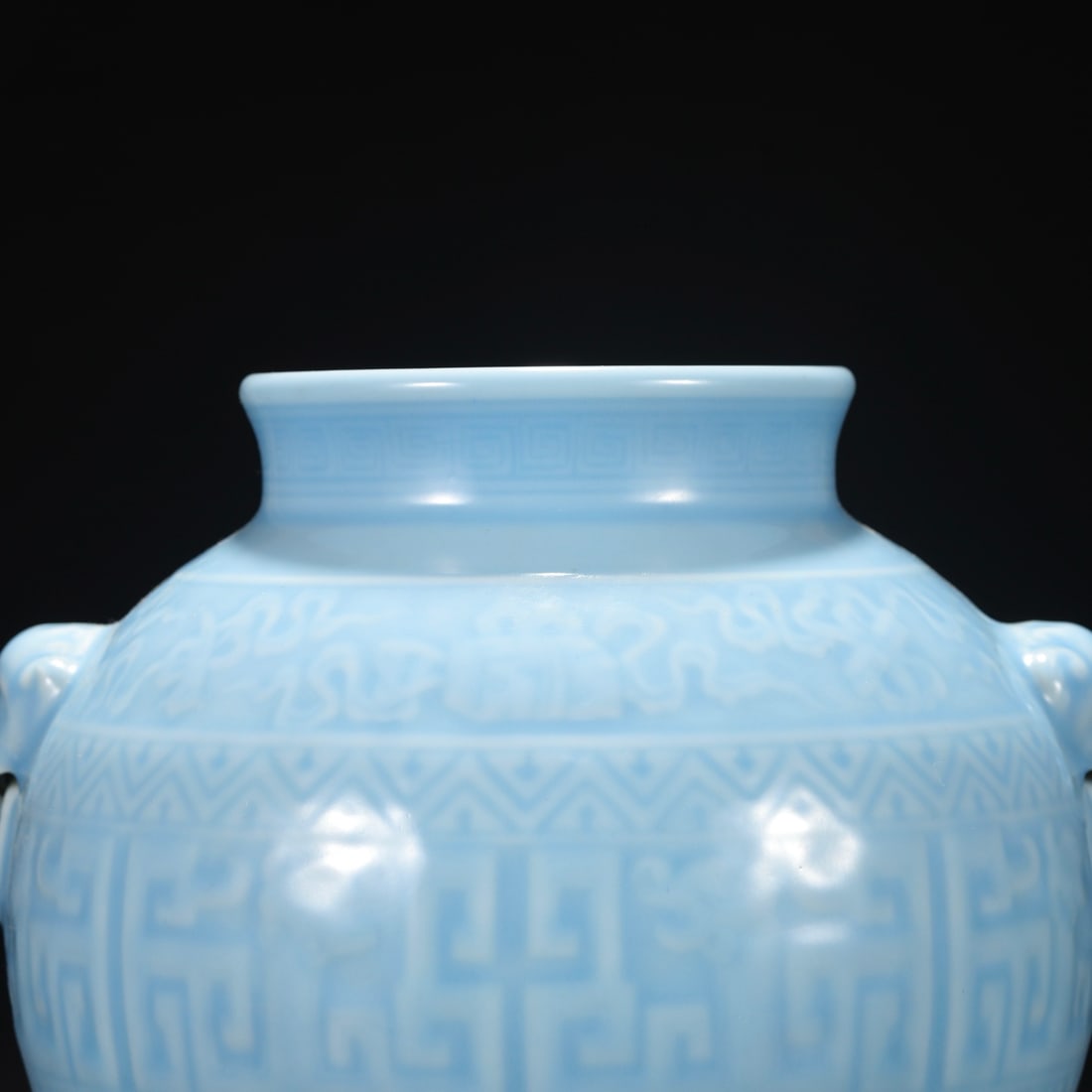 An Exquisite Blue Glazed Double-Ears Vase - 3