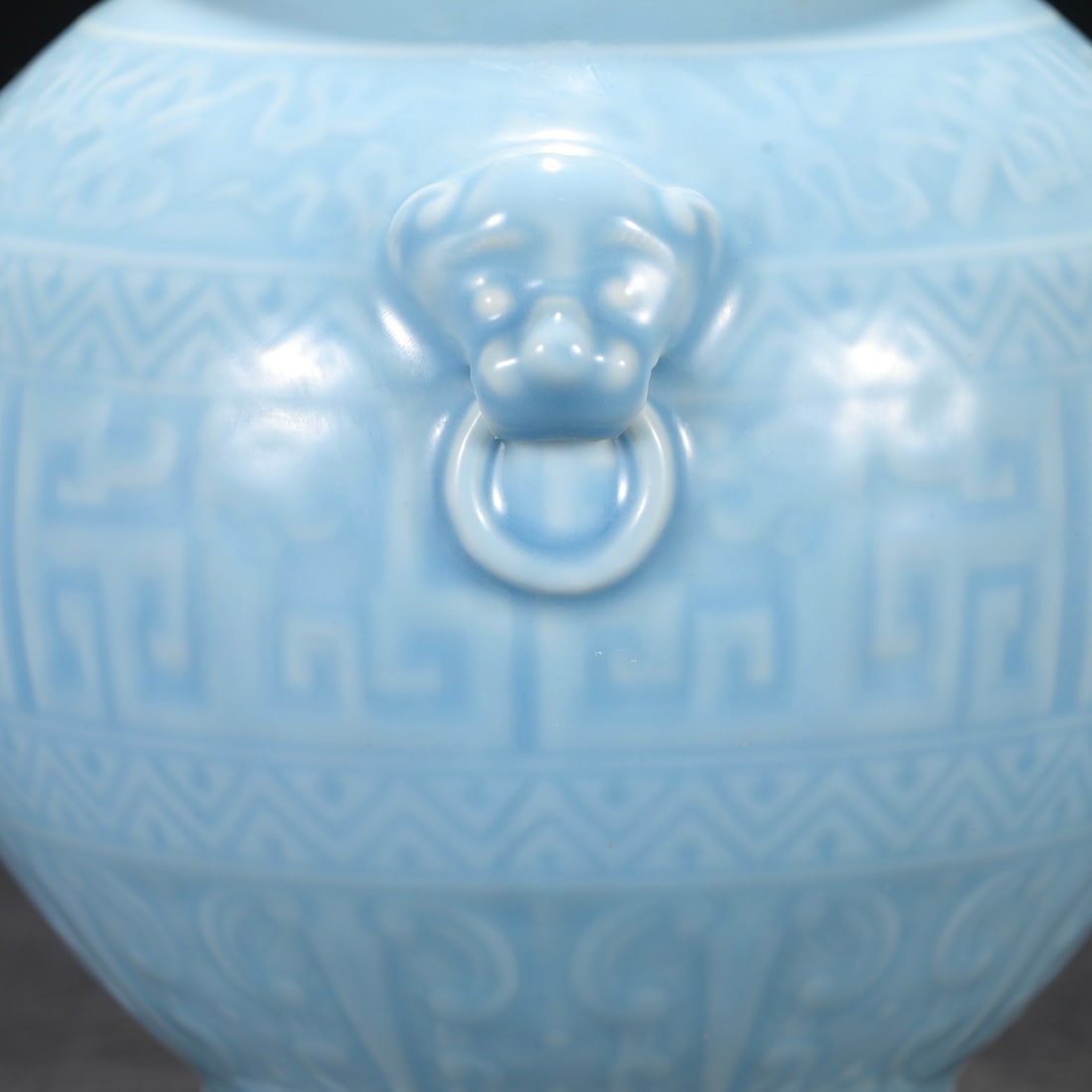 An Exquisite Blue Glazed Double-Ears Vase - 7