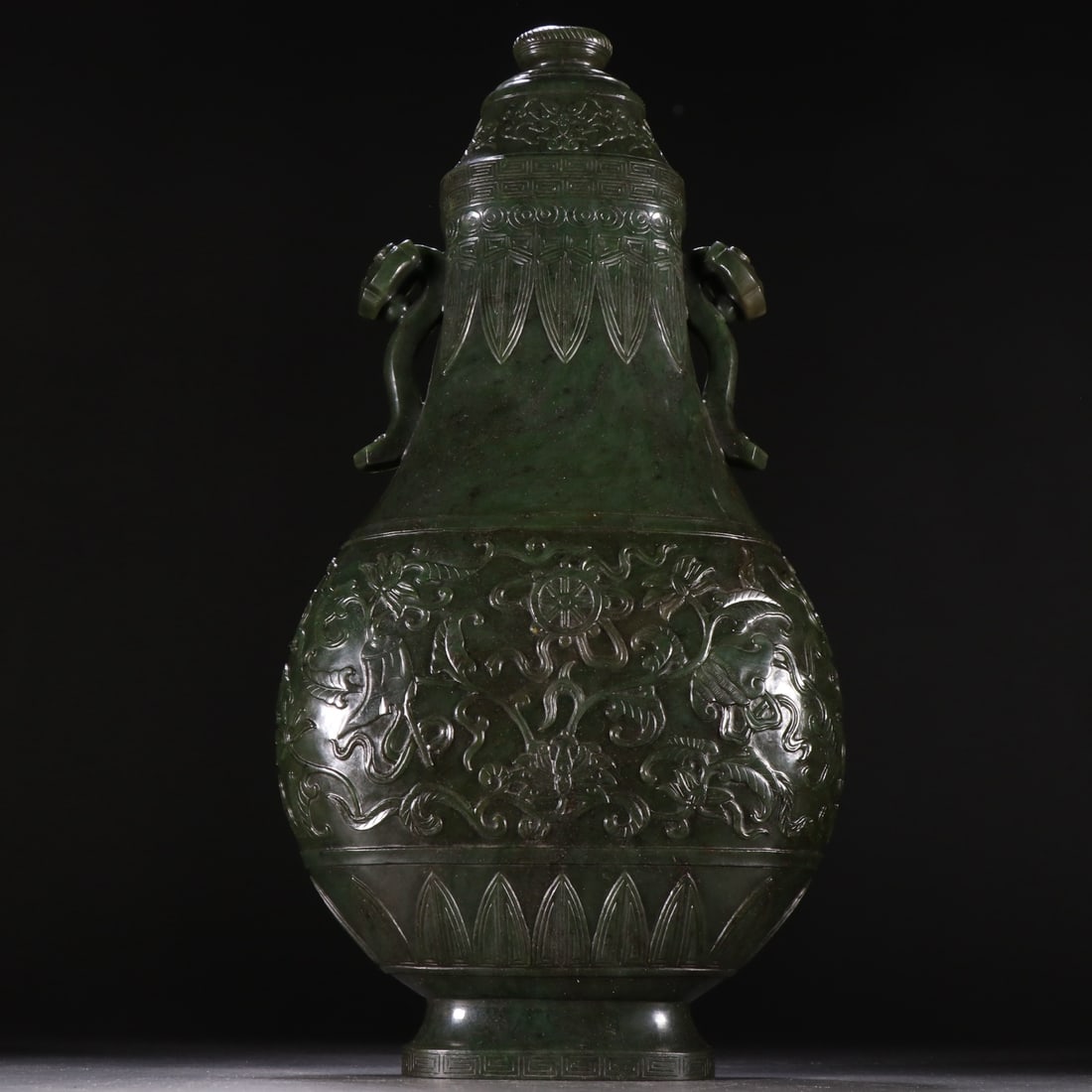 An Exquisite Jasper Eight Treasures Pattern Double-Ears Vase - 4