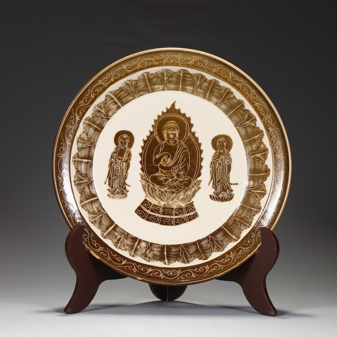 An Exquisite Ding yao Buddha Statue Pattern Plate - 2