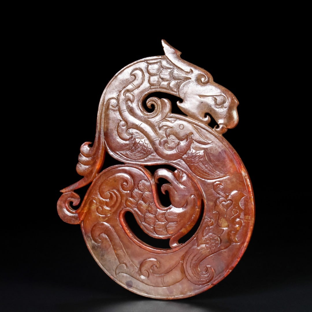 An Exquisite White Jade Dragon and Phoenix Pattern Ornament - 2