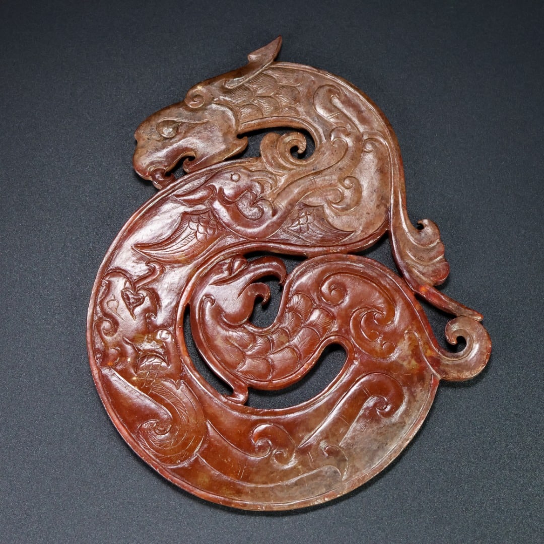 An Exquisite White Jade Dragon and Phoenix Pattern Ornament - 3