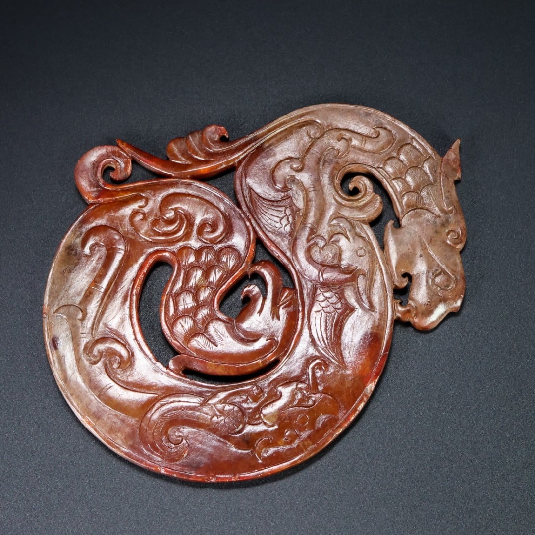 An Exquisite White Jade Dragon and Phoenix Pattern Ornament - 5