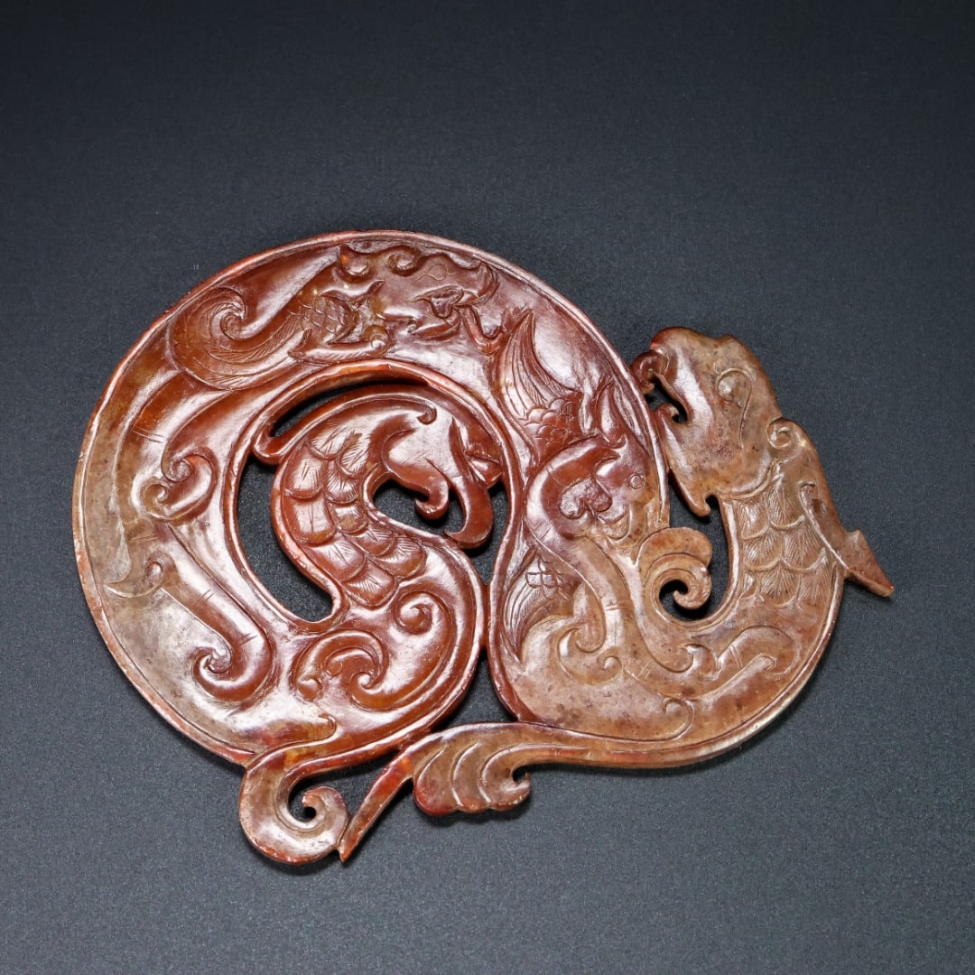 An Exquisite White Jade Dragon and Phoenix Pattern Ornament - 6