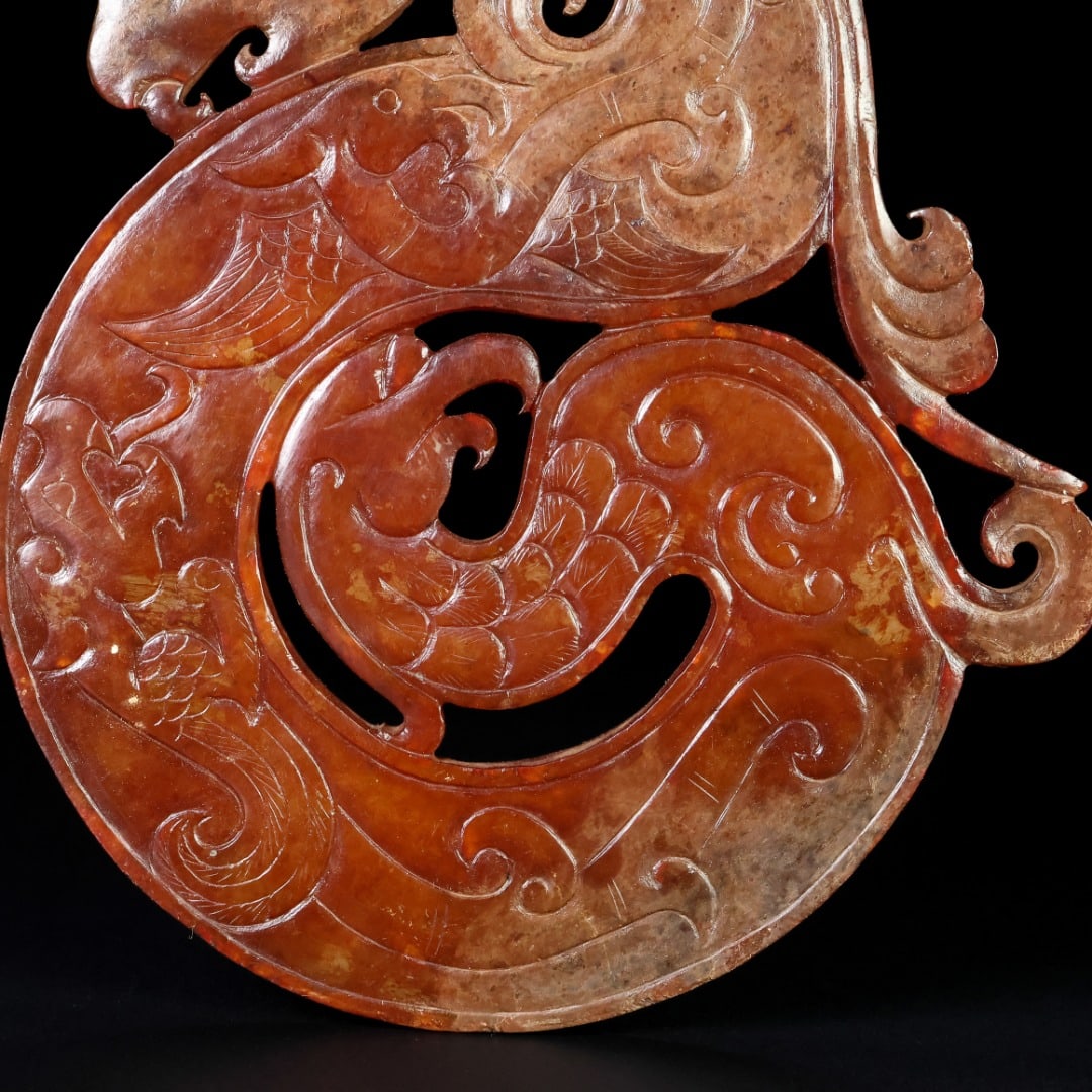 An Exquisite White Jade Dragon and Phoenix Pattern Ornament - 8