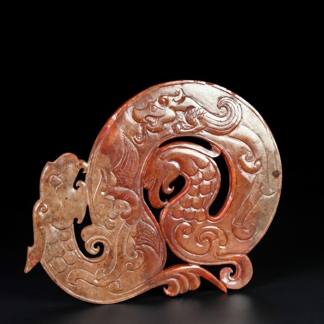 An Exquisite White Jade Dragon and Phoenix Pattern Ornament - 9