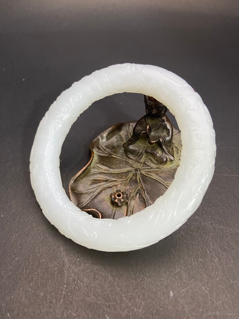 An Exquisite White Jade Dragon and Phoenix Pattern Bracelets - 6