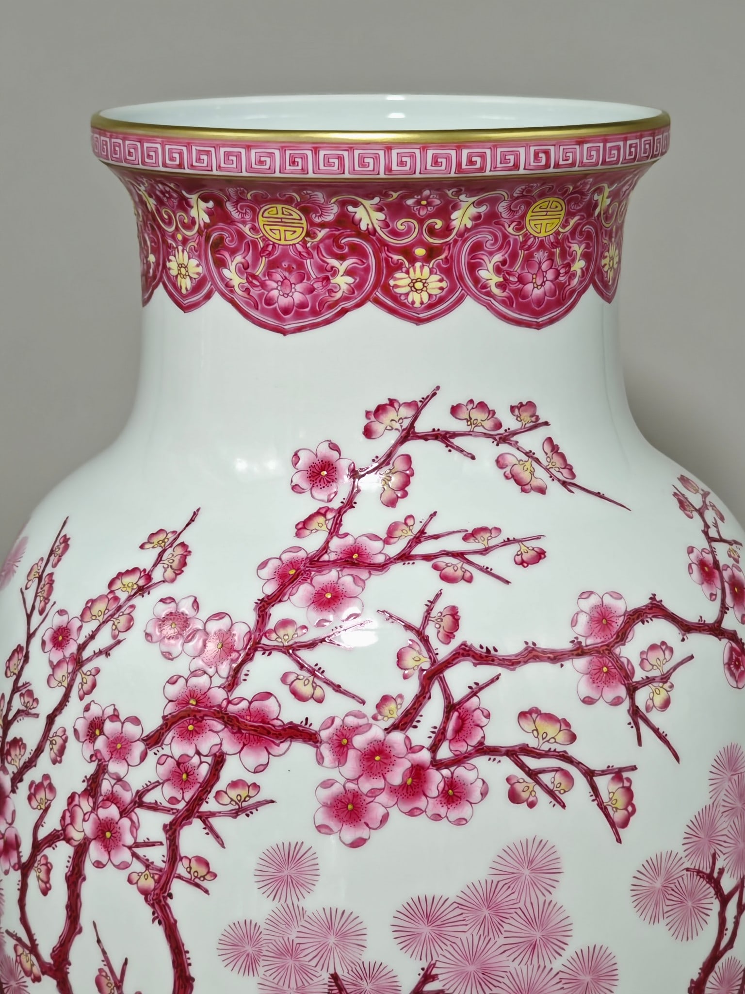 An Exquisite Enamel Ruby Red-Glazed Lotus Pattern Pine, Bamboo and Plum Blossom Pattern Vase - 5