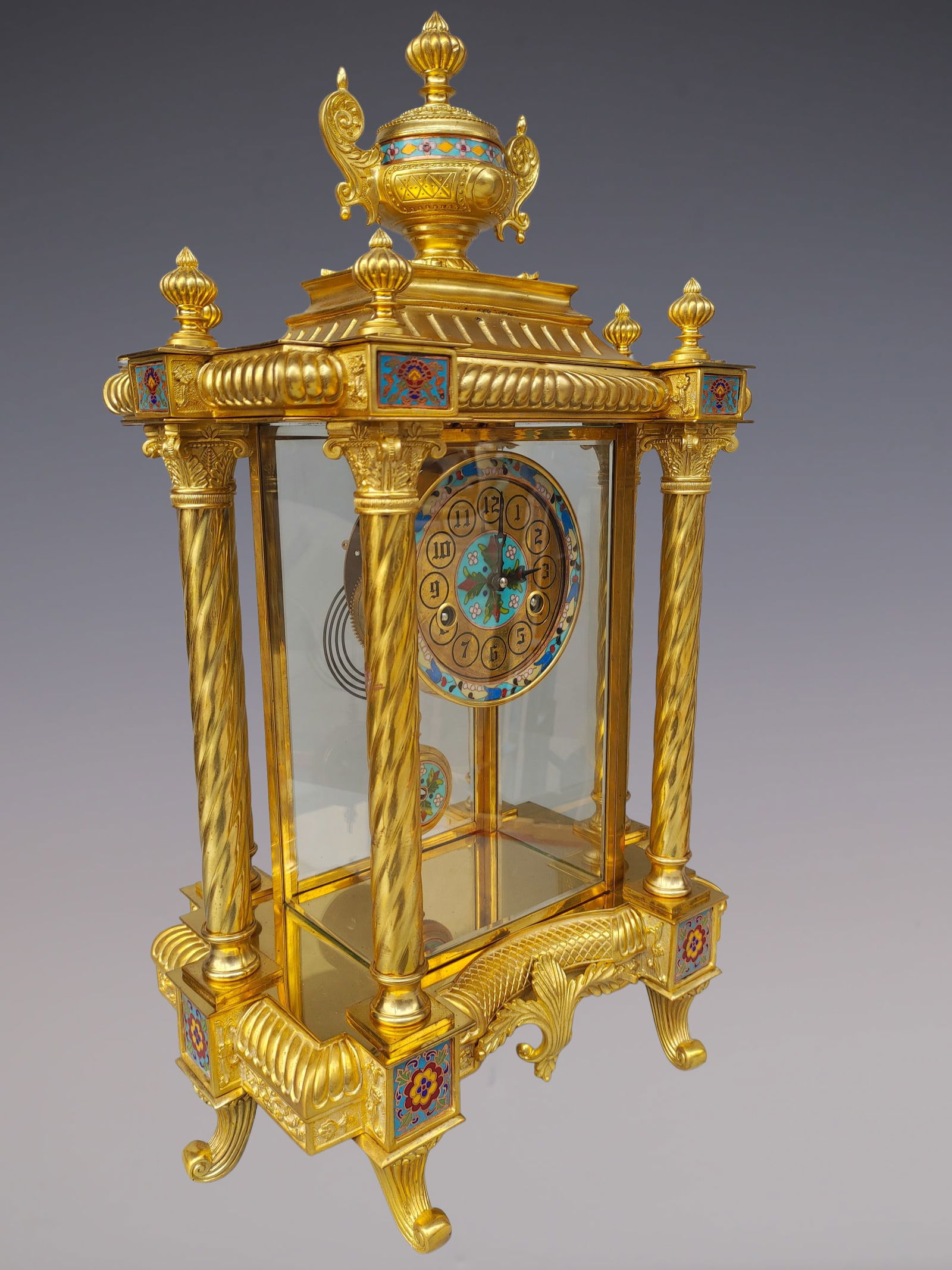 An Exquisite Gilt Bronze Lotus Pattern Clock - 2