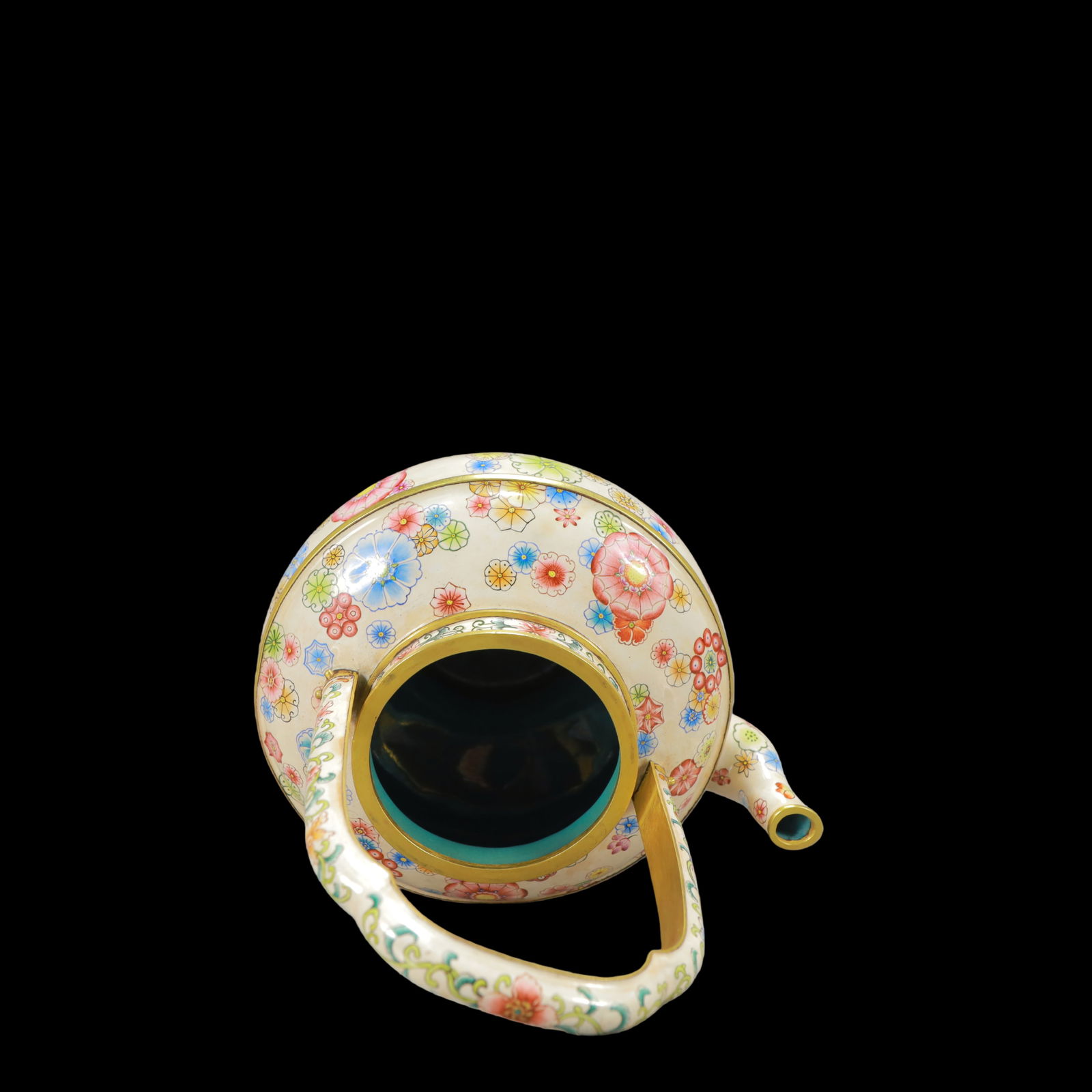 A Exquisite Coppery Enamel Flower Pattern Teapot - 10