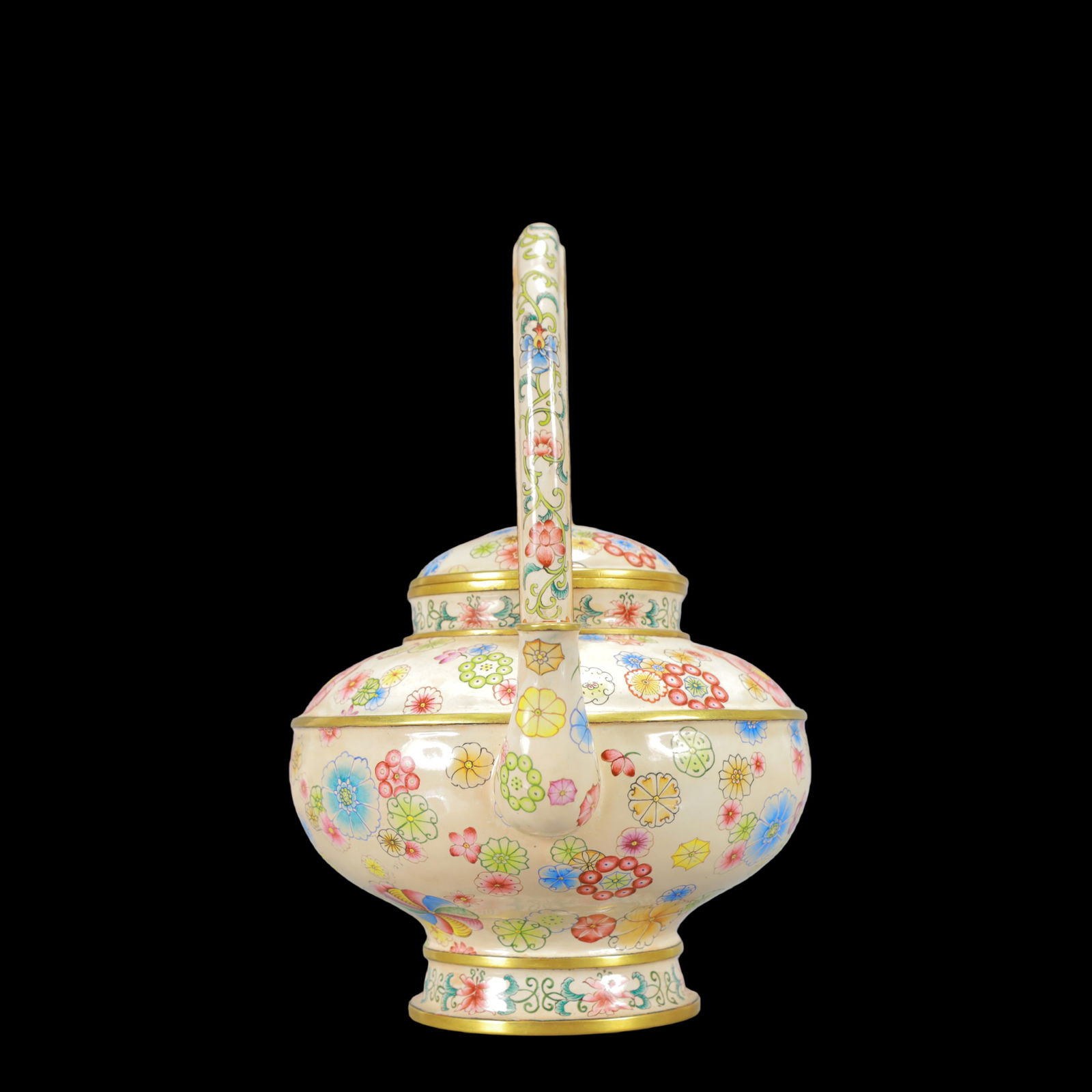 A Exquisite Coppery Enamel Flower Pattern Teapot - 5