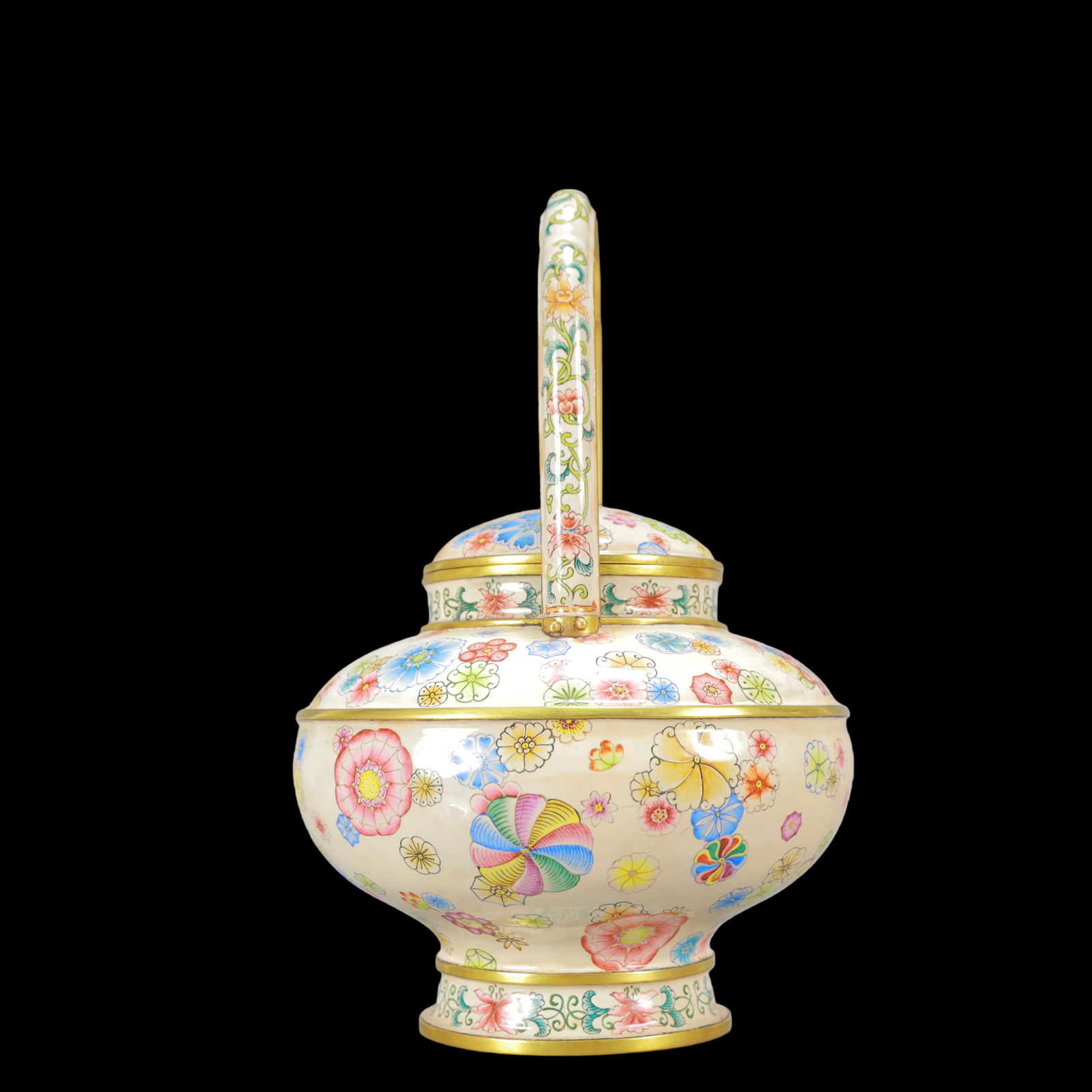 A Exquisite Coppery Enamel Flower Pattern Teapot - 8