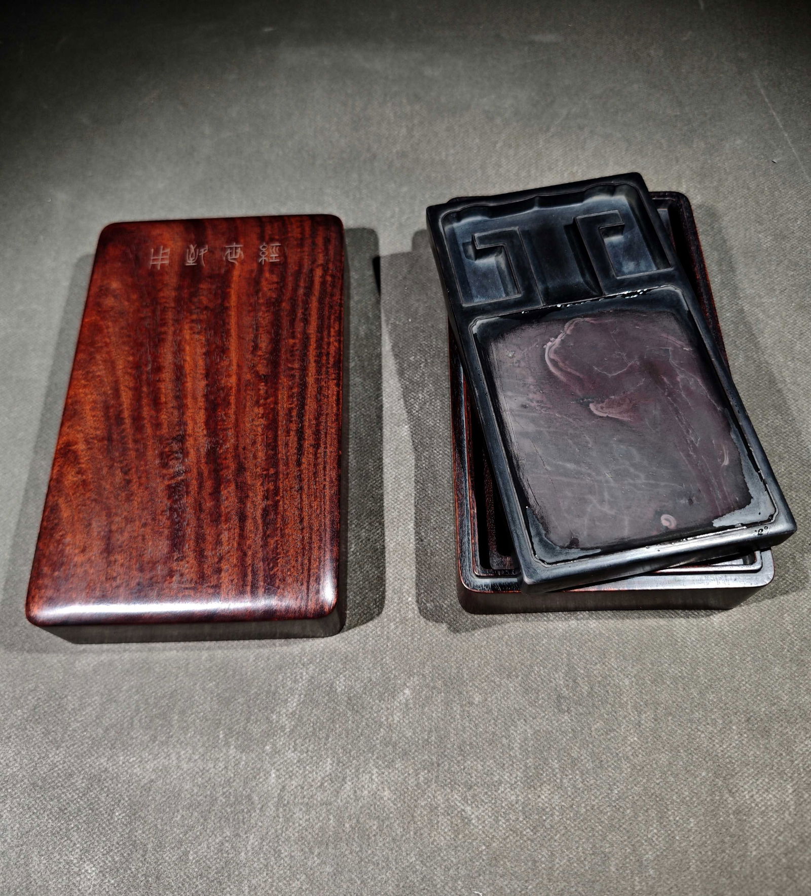 An Exquisite with poem Inkstone: An Exquisite with poem Inkstone He shaoji Box Size:21cmx12.6cmx7.3cm Size:19cmx10.8cmx1.5cm (The Dimensions Of All Batches Are Manually Measured.If You Need More Detailed Information, Please