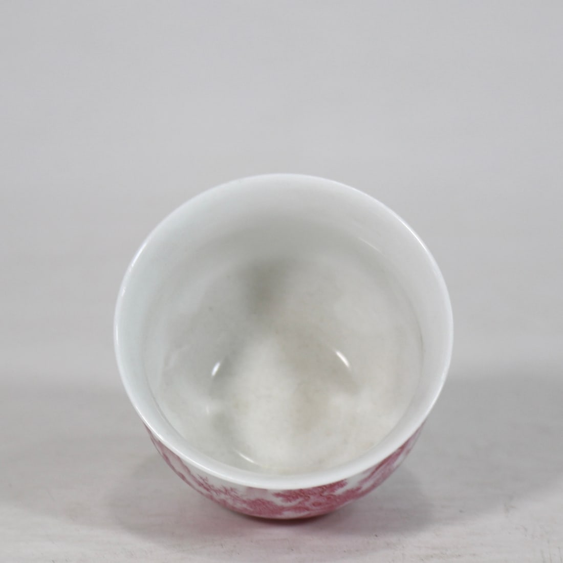 An Exquisite Ruby Red-Glazed Landscape Pattern with poem Cup - 5