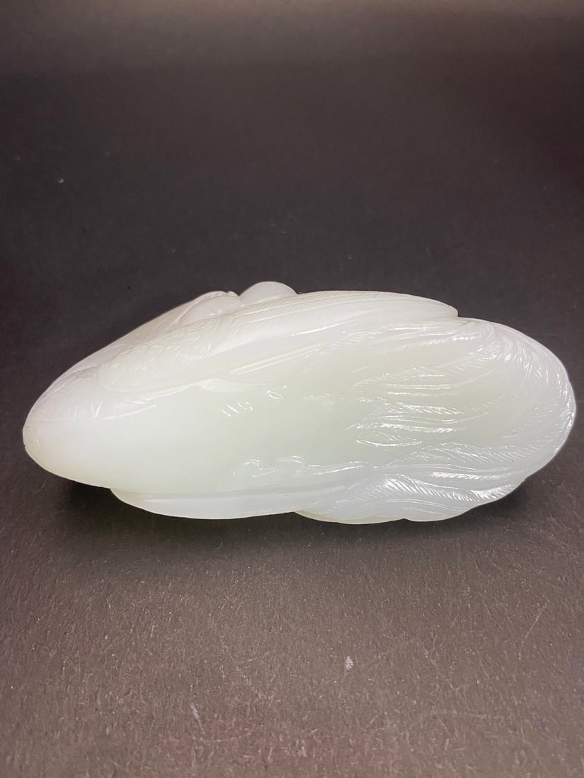 An Exquisite White Jade Phoenix Hand Piece - 7