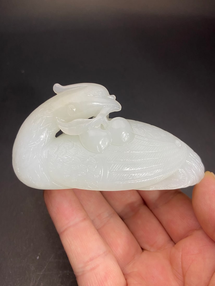 An Exquisite White Jade Phoenix Hand Piece - 9