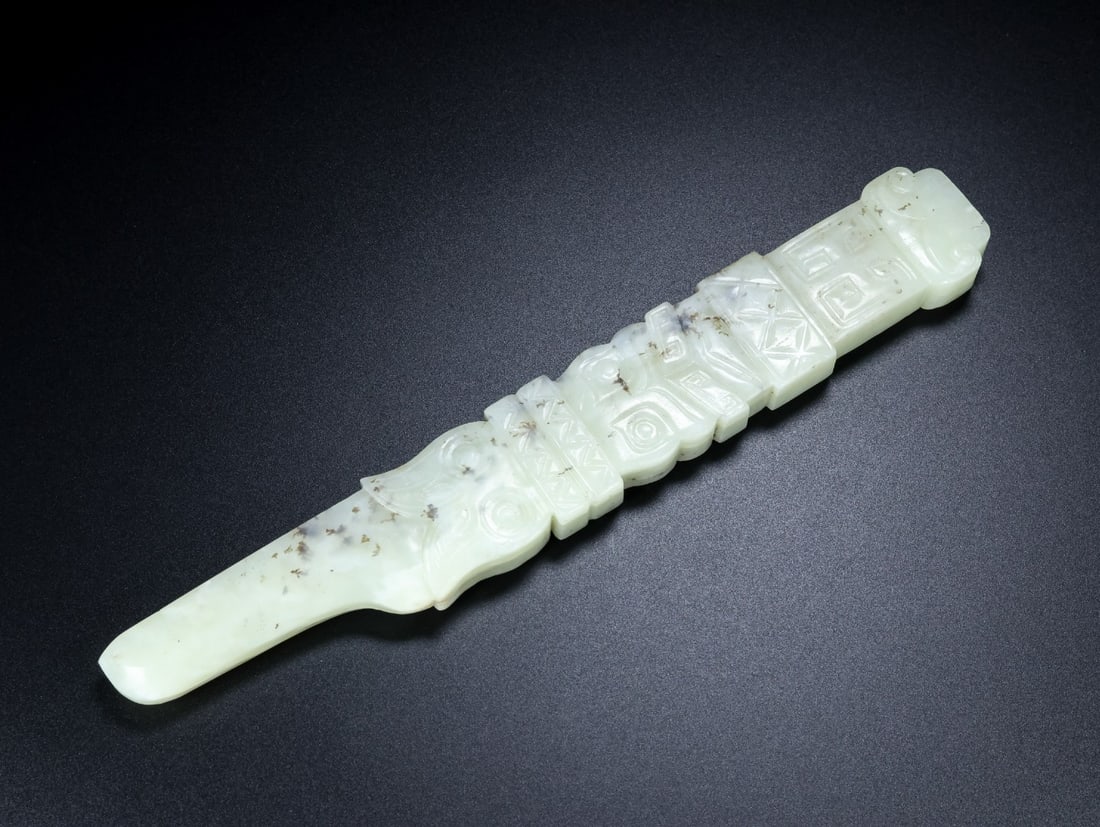 An Exquisite White Jade Sword Ornament: An Exquisite White Jade Sword Ornament S.Zhou , China Size:24.7cmx3.5cmx1.5cm Weight:310.5g (The Dimensions Of All Batches Are Manually Measured.If You Need More Detailed Information, Please