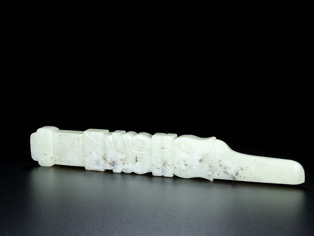An Exquisite White Jade Sword Ornament - 6