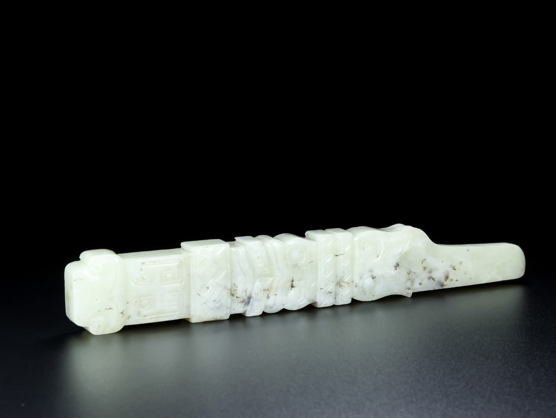 An Exquisite White Jade Sword Ornament - 7