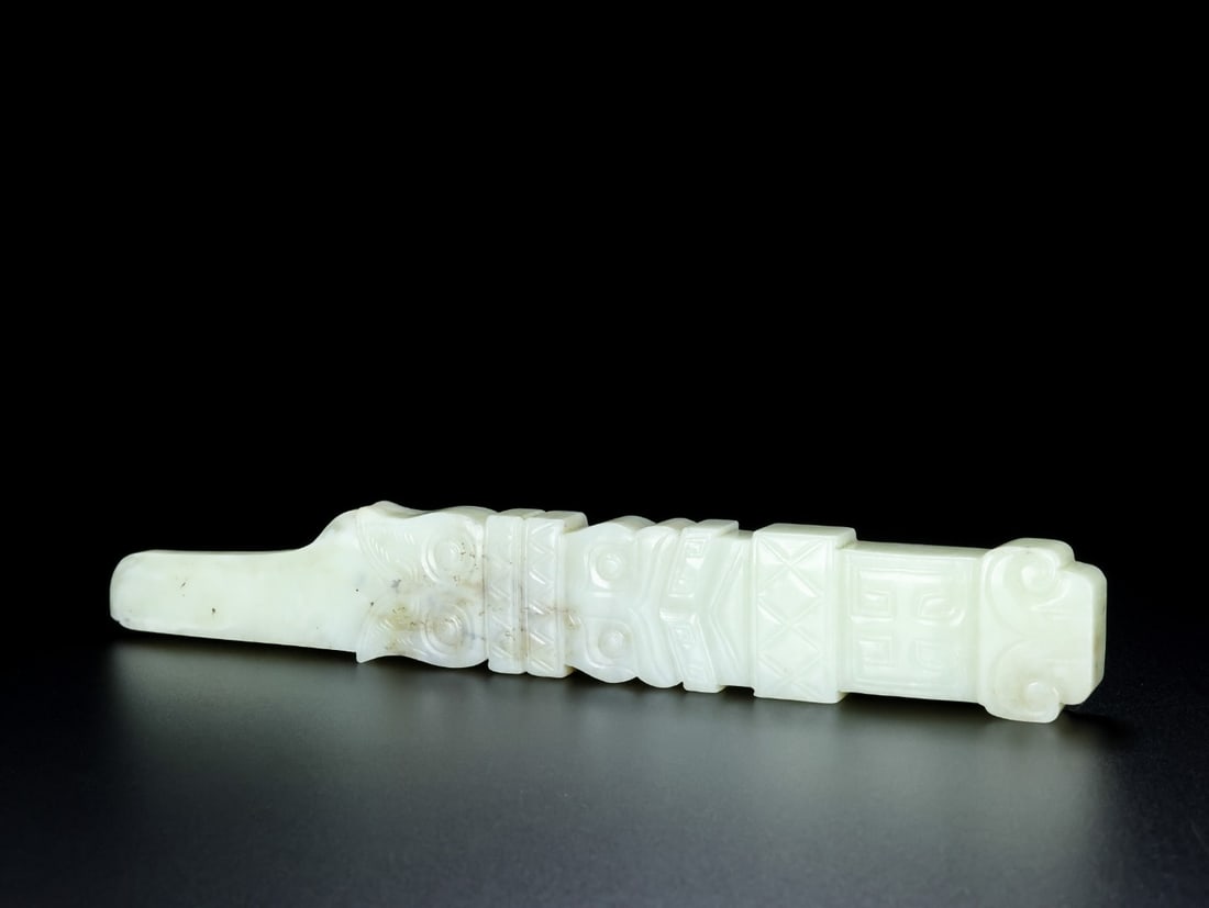 An Exquisite White Jade Sword Ornament - 8